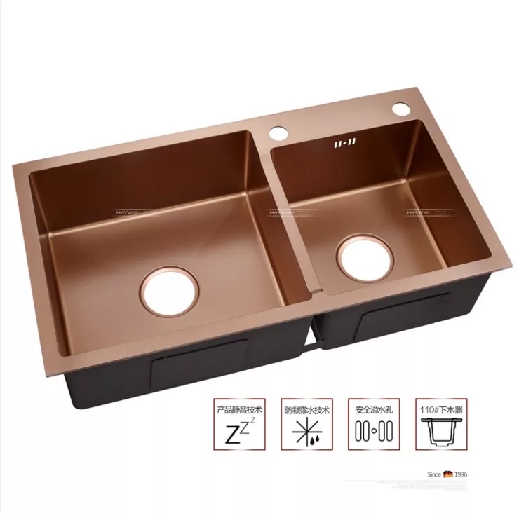 Wholesale Prices Rose Gold Color Stainless Steel Kitchen Sink
