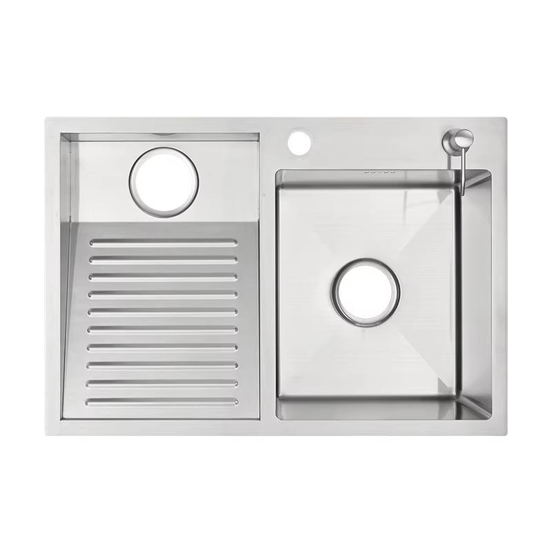 Laundry Pool Household Stainless Steel Brushed Single Bowl Kitchen Sink with Washboard Large Handmade Single Sink