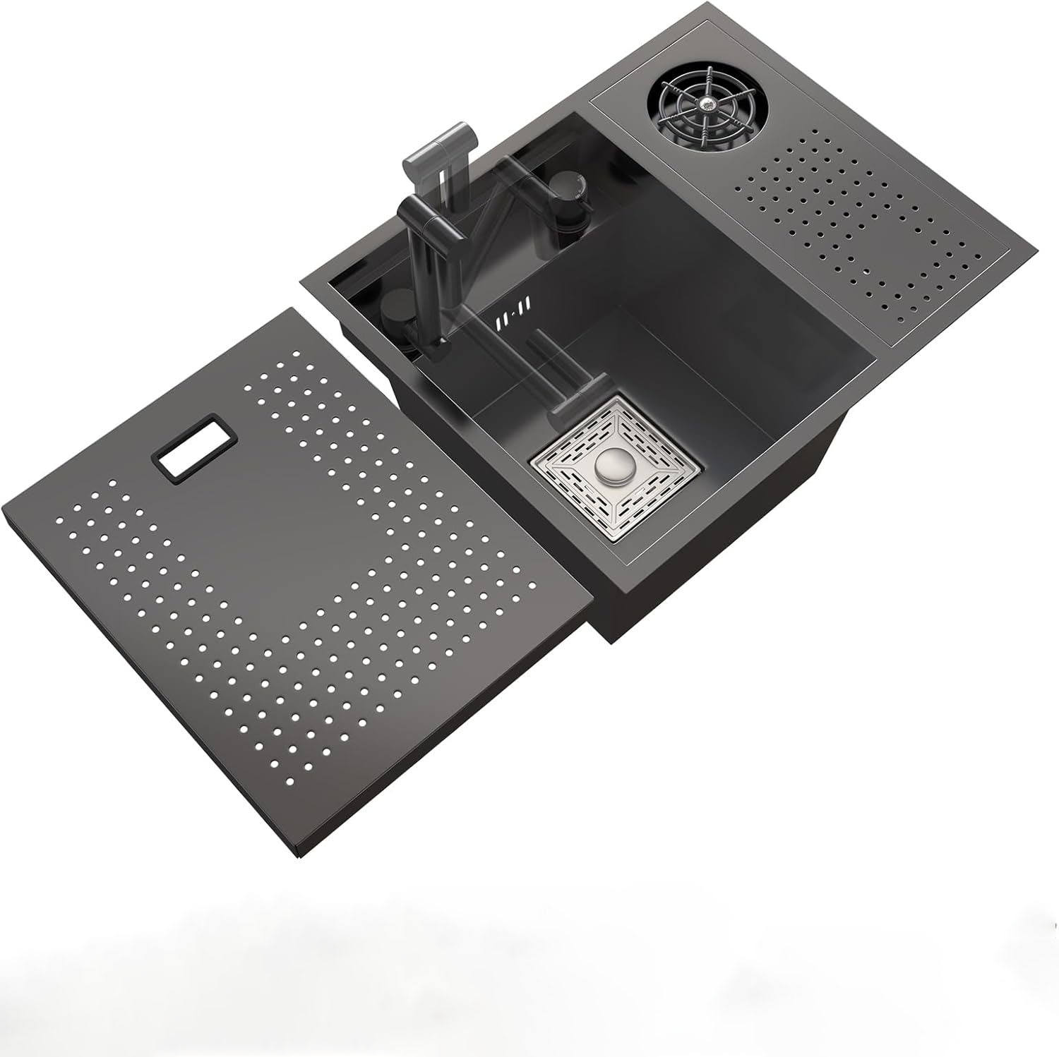 Nano Black Sink with Cup Washer for Coffee bar Hotel Kitchen Sink Supplier Smart Kitchen Sink with Cover