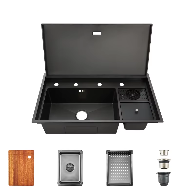 Kitchen Sink Cover Stainless Steel Undermount Single Bowl Built-in Ledge Drop in Workstation Sink Fully Covering Sink