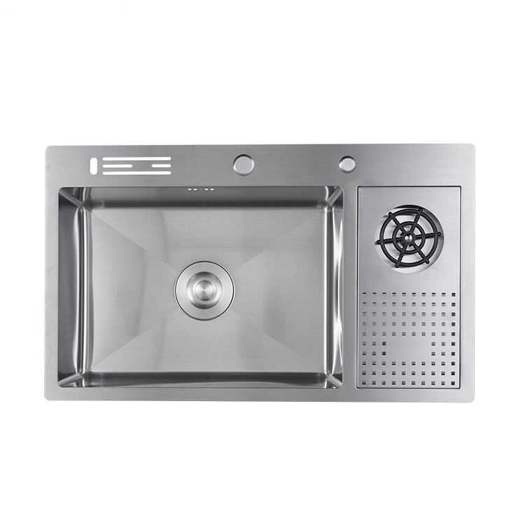 Best Sell Stainless Steel Rectangle Single Kitchen Sink Cup Rinser Hidden Design Kitchen Sink with Faucet